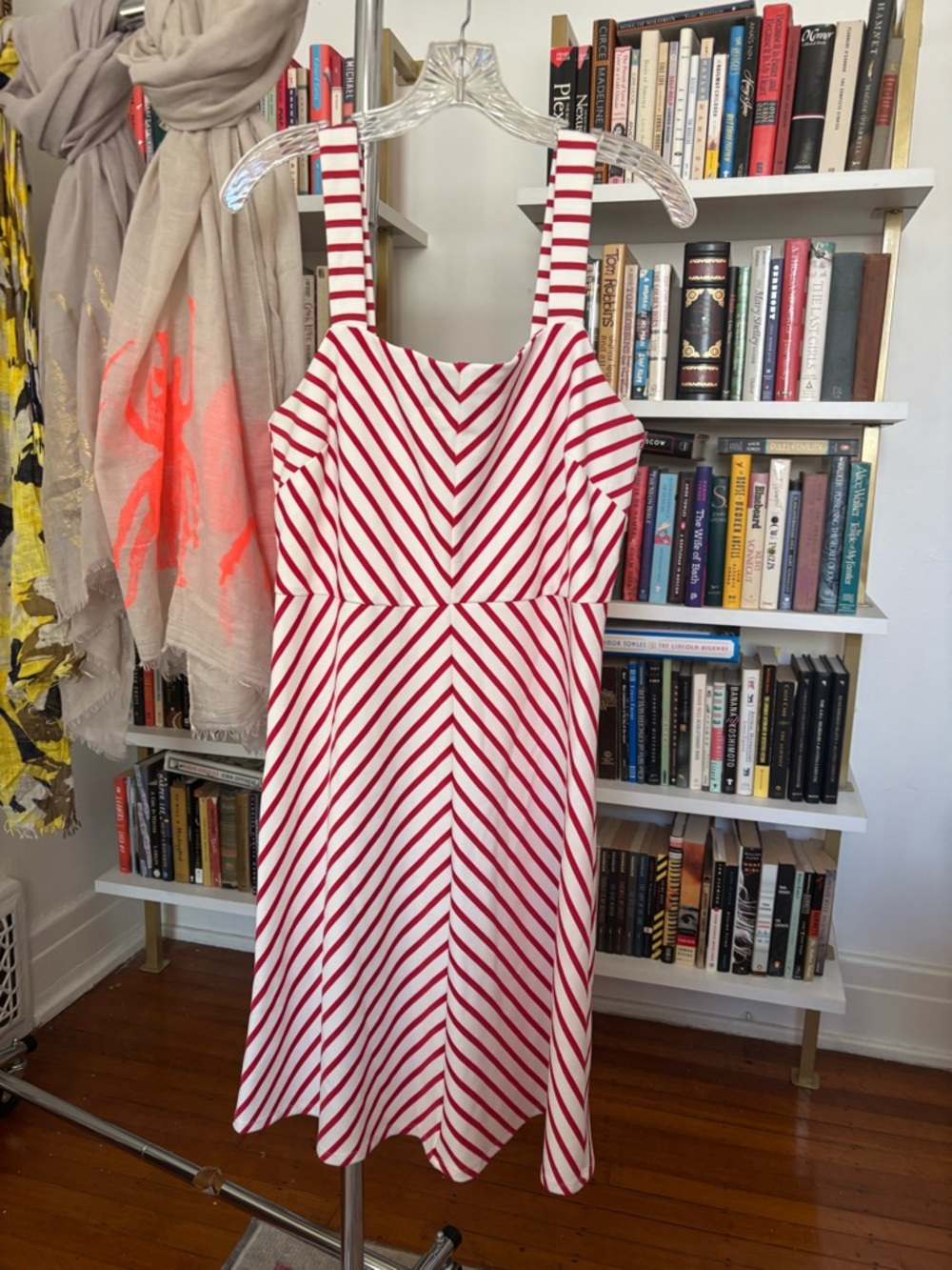 Draper James Red and White Striped Midi Dress
